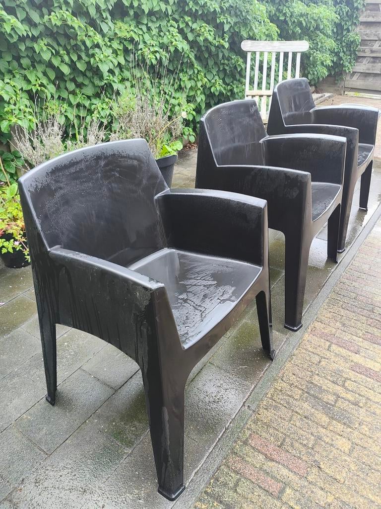 6 Stoere en Onverwoestbare Kunststof Tuinstoelen, Tuin en Terras, Tuinstoelen, Ophalen, Gebruikt, Kunststof, Stapelbaar
