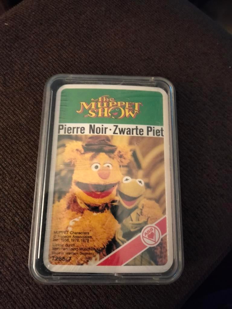 Vintage Muppet Show Zwarte Piet kaart (Fozzie & Kermit), Verzamelen, Speelkaarten, Jokers en Kwartetten, Ophalen of Verzenden
