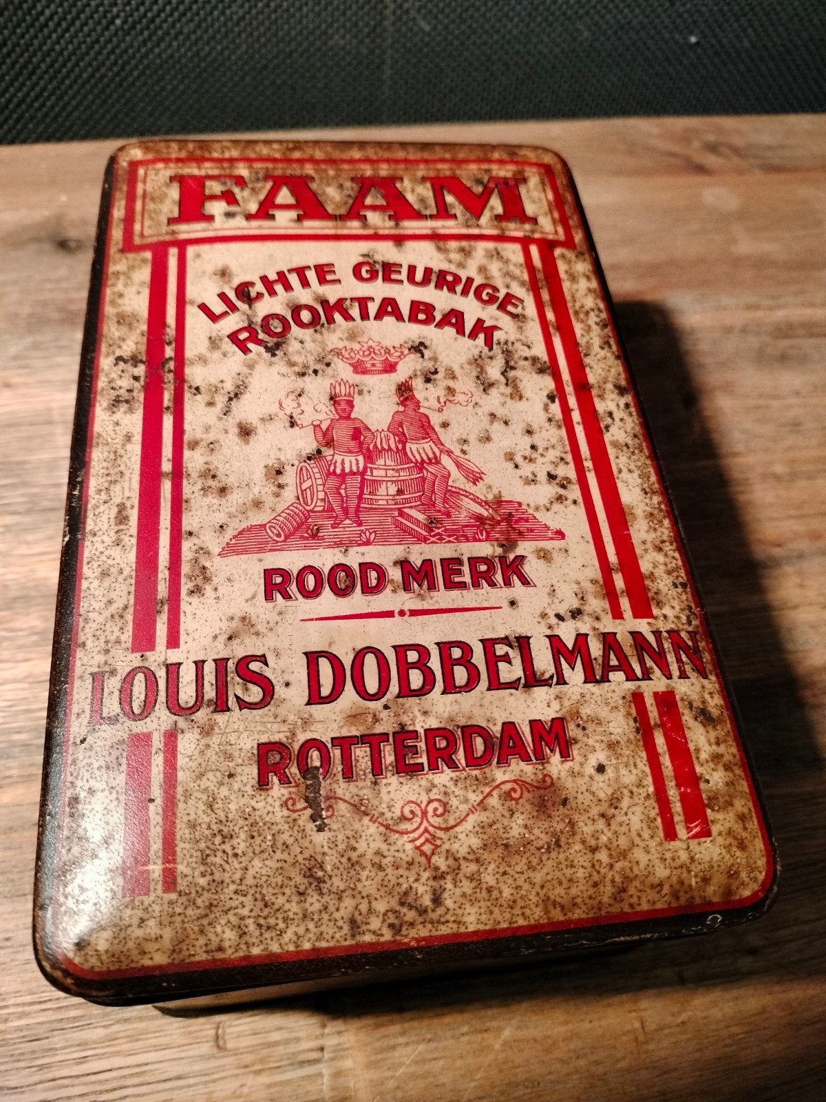 Vintage Faam Louis Dobbelmann Rotterdam tabaksblik, Ophalen of Verzenden, Gebruikt, Overige, Overige merken