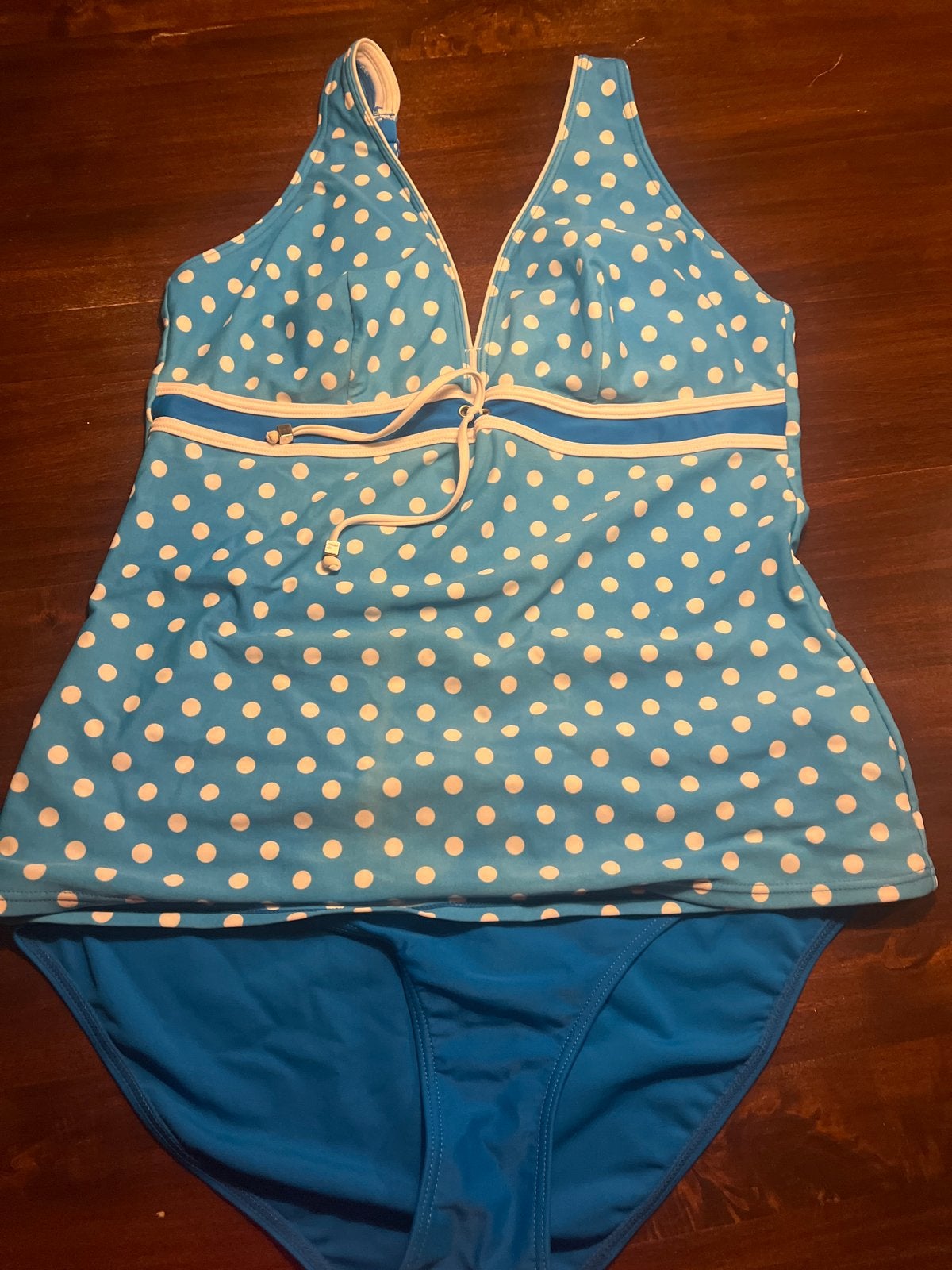 Lichtblauwe tankini maat 44 met verstelbare bandjes, Ophalen of Verzenden, Zo goed als nieuw, Blauw, Overige typen
