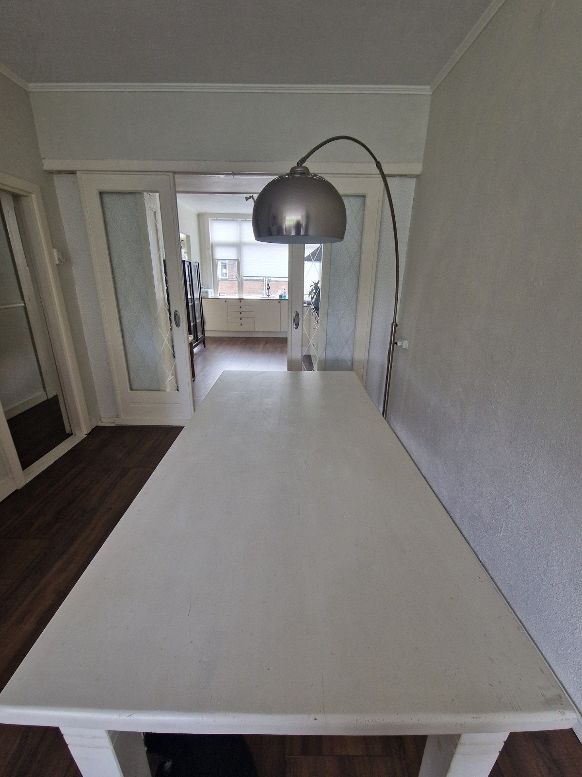 Eettafel eetkamertafel wit grenen hout 180x90, Ophalen, Gebruikt, 50 tot 100 cm, Vijf personen of meer