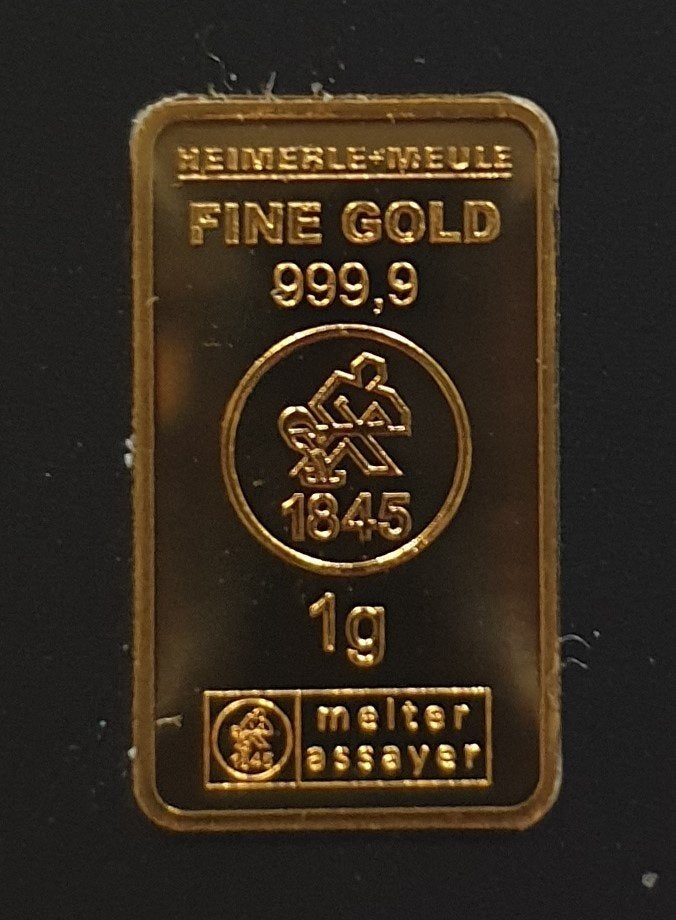 Heimerle en Meule 1 gram .999 goud in certi-card, Postzegels en Munten, Ophalen of Verzenden, Goud