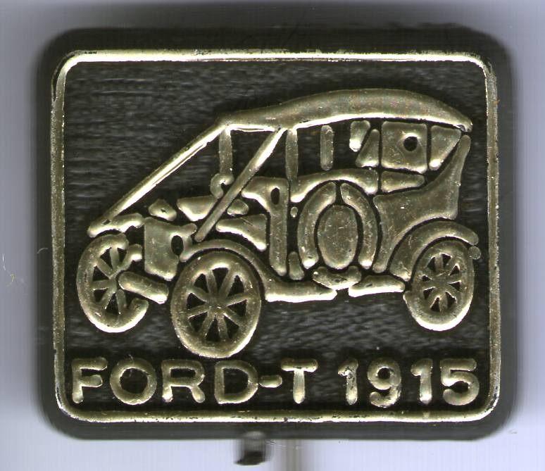 Ford-T 1915 goud op zwart plastic auto speldje ( B_060 ), Verzenden, Zo goed als nieuw, Transport, Speldje of Pin