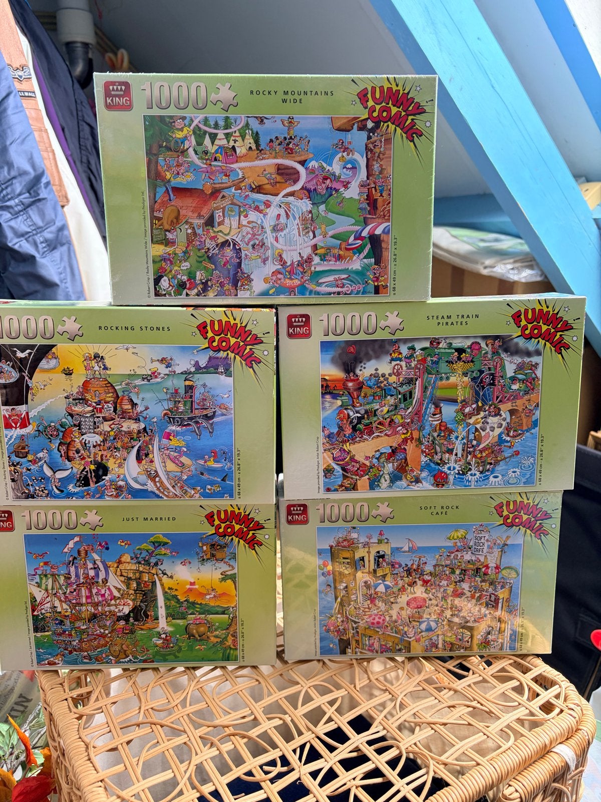5x King Funny Comic Puzzel 1000 stukjes - Diverse thema's, Ophalen of Verzenden, Meer dan 50 stukjes, Gebruikt, 6 jaar of ouder