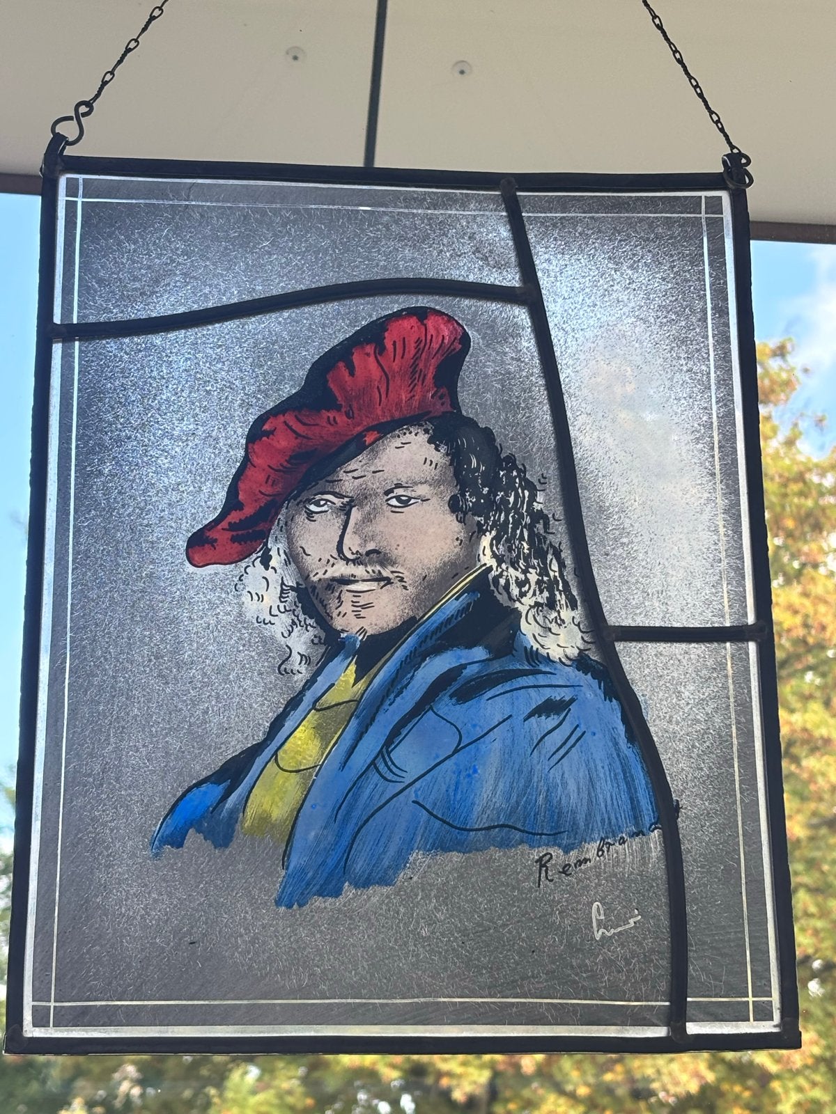 Glas in lood raamhanger Rembrandt, Antiek en Kunst, Ophalen of Verzenden