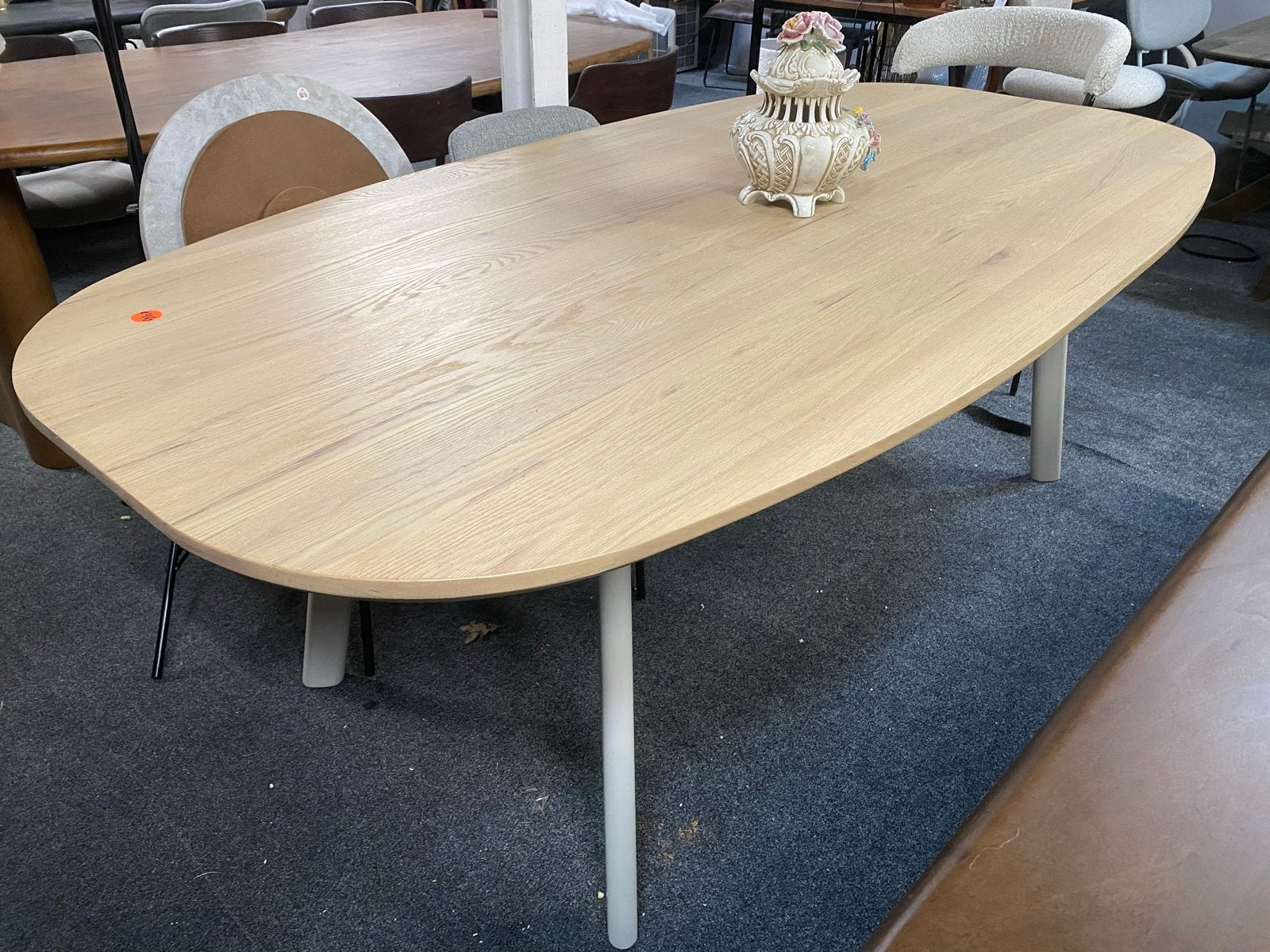 Deense Ovale  220x100 off white poten Massief Blank Eiken, Ophalen, 100 tot 150 cm, Eikenhout, Vijf personen of meer