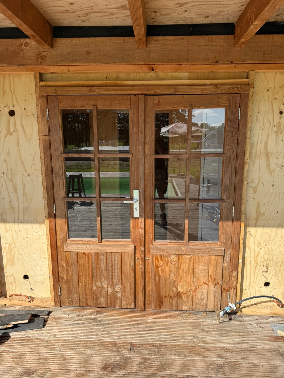 Douglas tuindeuren 3stk -  2700,- nieuwprijs, Tuinhuis, 2 ramen, Met overkapping, Hout