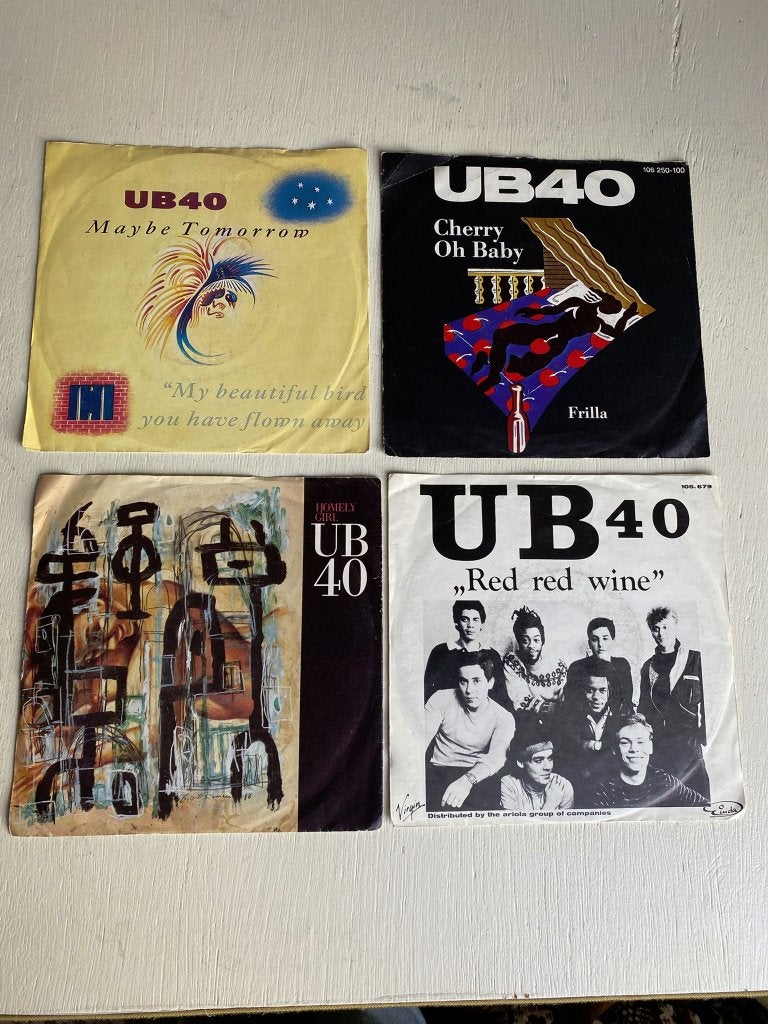 UB40 - Collectie van 4 Vinyl Singles, Fotohoes, 7 inch, Ophalen of Verzenden, Zo goed als nieuw