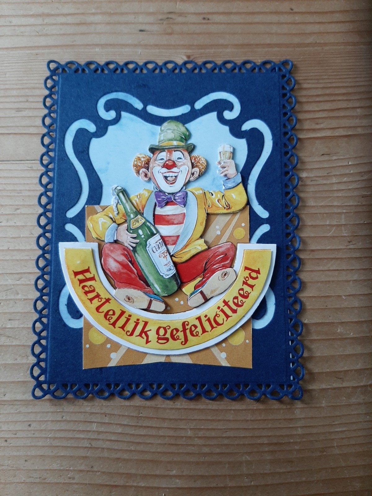 Stans kaart opleg met 3d plaatje clown gefeliciteerd, Ophalen of Verzenden, Nieuw, Overige thema's