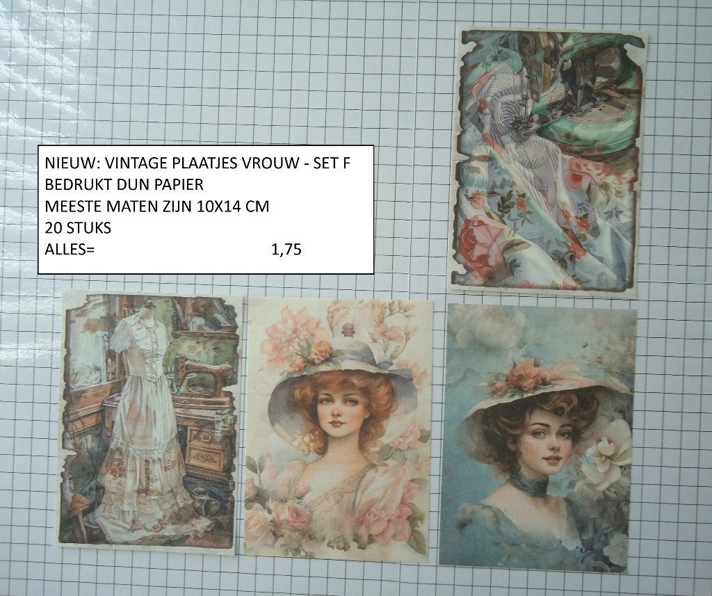 vintage plaatjes vrouw set F ( 20 st ) alleen verzenden, Hobby en Vrije tijd, Scrapbooking, Ophalen, Nieuw, Papier of Karton, Overige merken