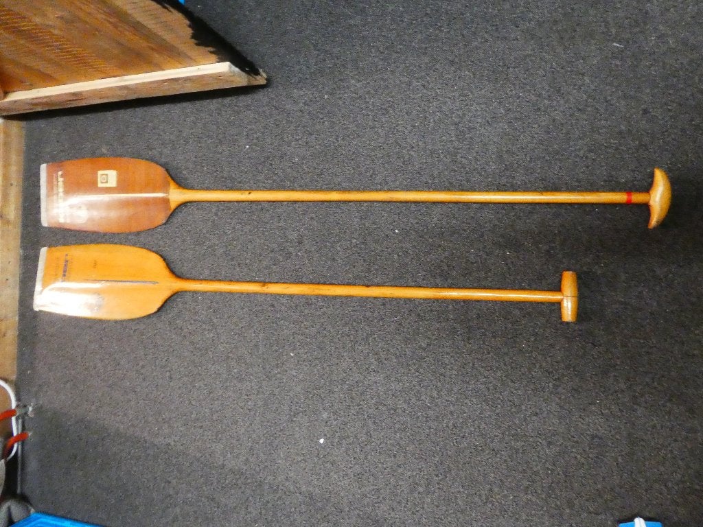 twee Kober houten peddels, Ophalen, Zo goed als nieuw, Enkelbladige peddel