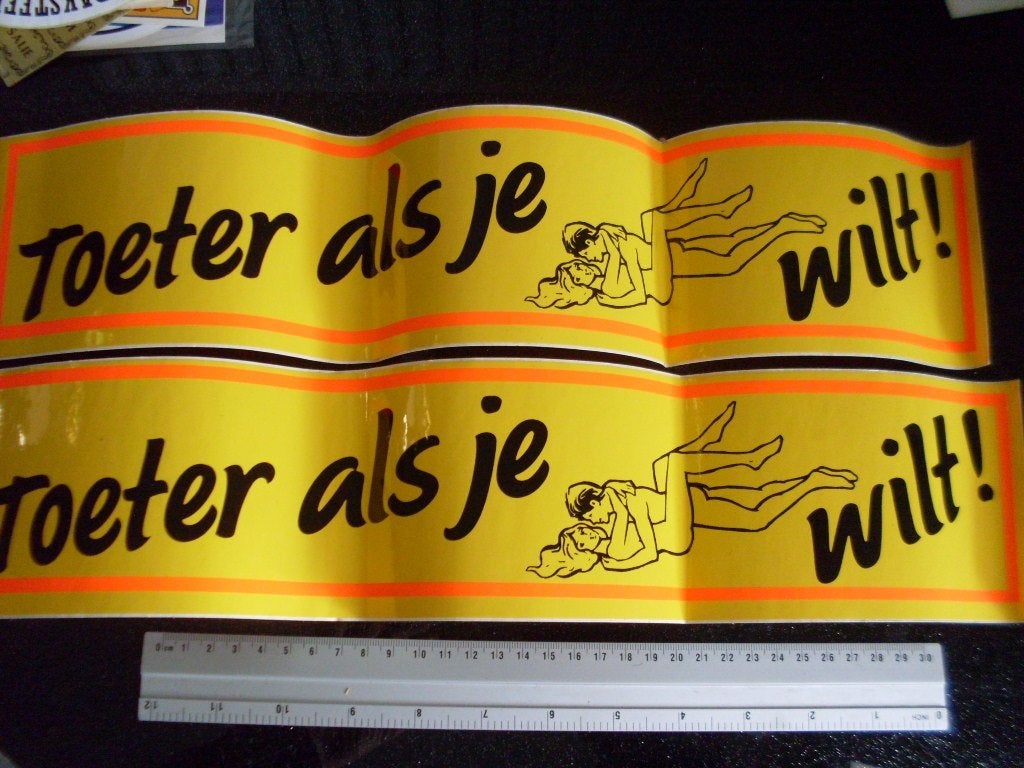 2x grote sticker toeter als je seks wilt sex vintage, Verzenden, Zo goed als nieuw, Auto of Motor