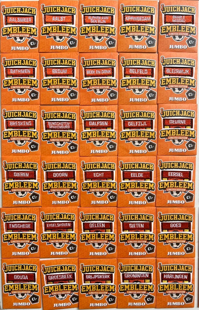 Juichjack emblemen plaatsnamen Jumbo ruilen, Verzamelen, Supermarktacties, Jumbo, Ophalen of Verzenden
