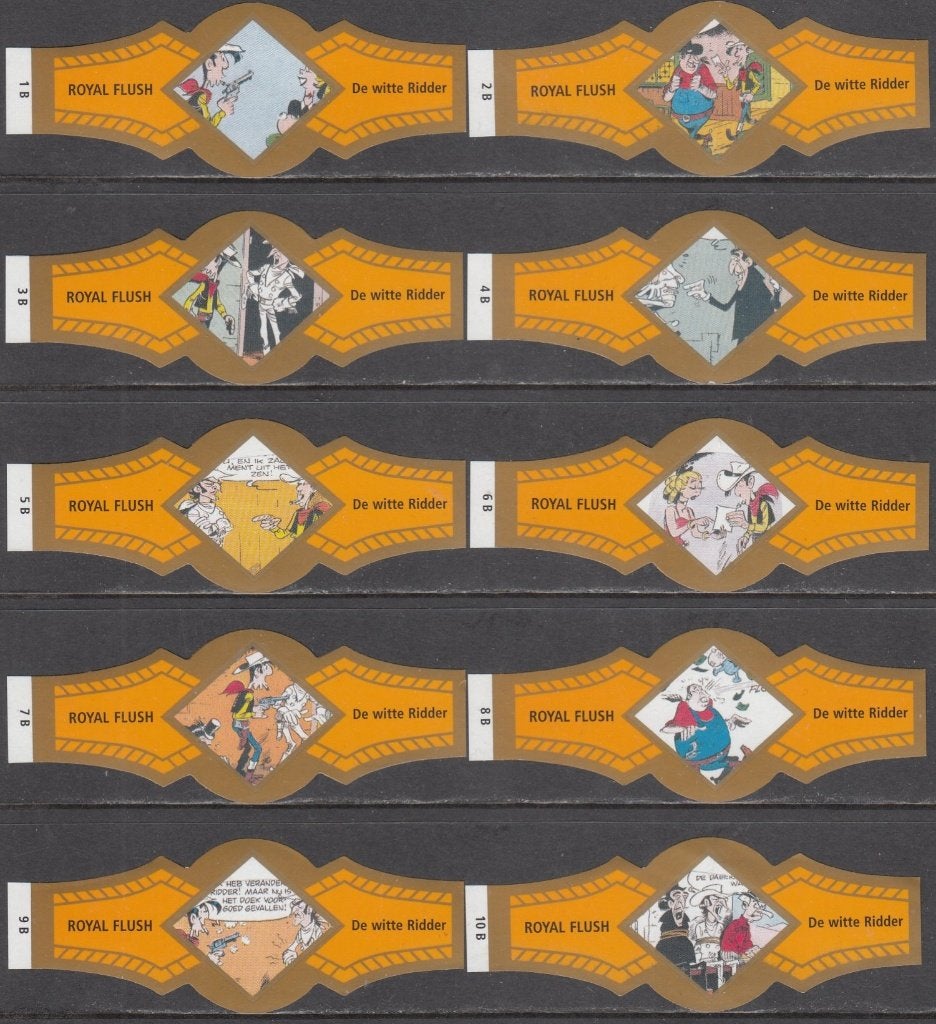Sigarenbanden Lucky Luke De witte Ridder, Royal Flush 1B-10B, Ophalen of Verzenden, Nieuw, Sigarenbandjes