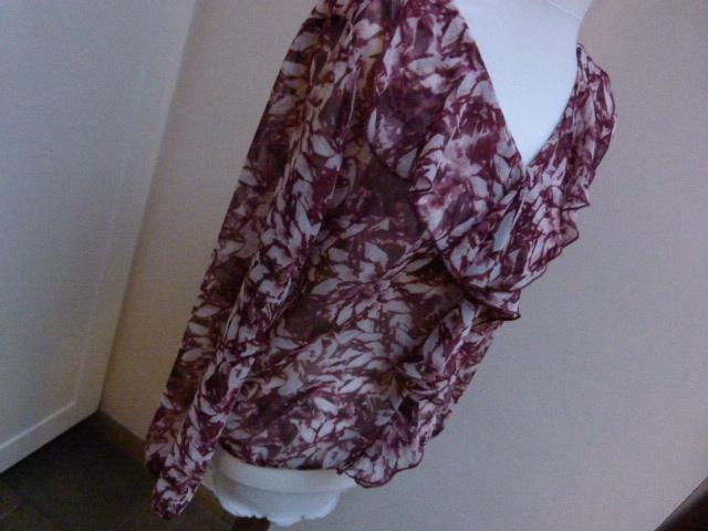 Blouse tuniek bordeaux top voile froezels JAZLYN maat S 36, Ophalen of Verzenden, Zo goed als nieuw, Maat 36 (S), Overige kleuren