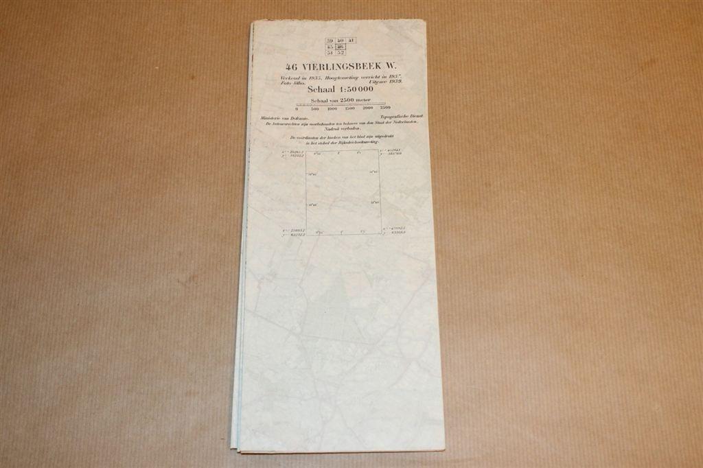 Oude topografische kaart - Vierlingsbeek - 1939, Ophalen of Verzenden, 1800 tot 2000, Nederland, Landkaart