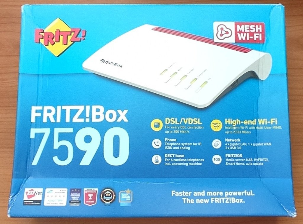 Fritzbox 7590 Modem, Computers en Software, Ophalen, Zo goed als nieuw, Router met modem, Fritz!Box