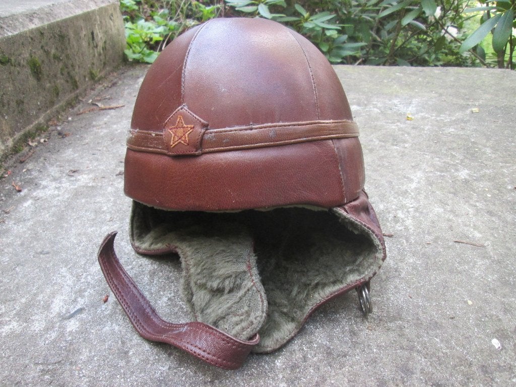 Japanse leren tankhelm wintermodel mooi gemarkeerd TOP stuk., Ophalen of Verzenden, Landmacht, Nederland