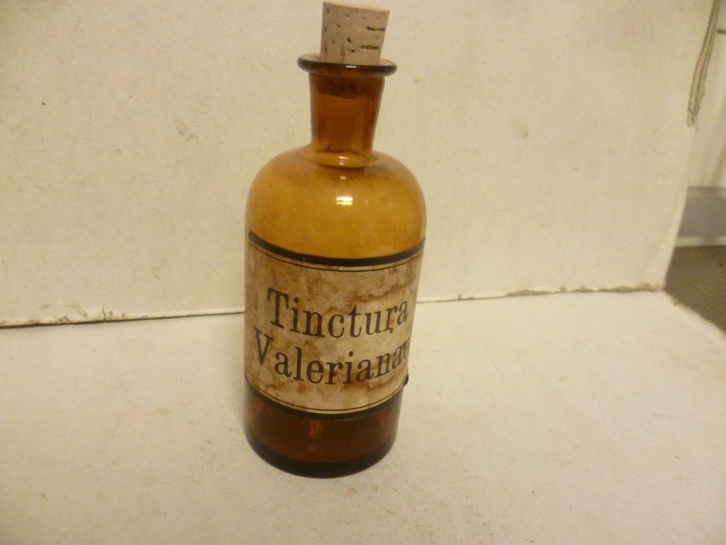 Oud Apothekers Flesje etiket Tinctura Valerianae 15cm hoog., Ophalen of Verzenden
