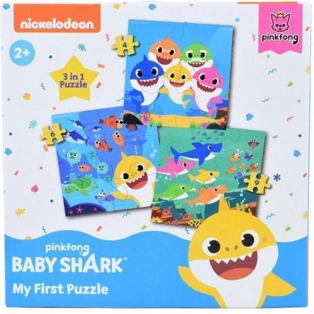 Baby Shark 3 in 1 Puzzel 4/6/9 stukjes *NIEUW IN VERPAKKING*, Ophalen of Verzenden, Minder dan 10 stukjes, Nieuw, 2 tot 4 jaar