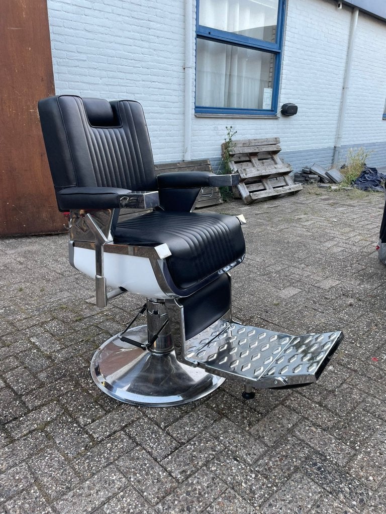 Professionele kappersstoel–Zwart–klaar voor gebruik., Ophalen, Gebruikt, Zwart, Leer