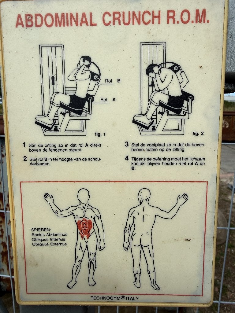 Technogym Abdominal crunch apparaat, Ophalen, Gebruikt, Krachtstation, Buik