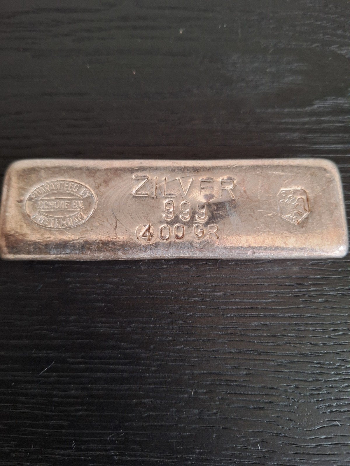 Zilveren baar 400 gram 999 puur Schöne & Co Amsterdam, Postzegels en Munten, Edelmetalen en Baren, Ophalen of Verzenden