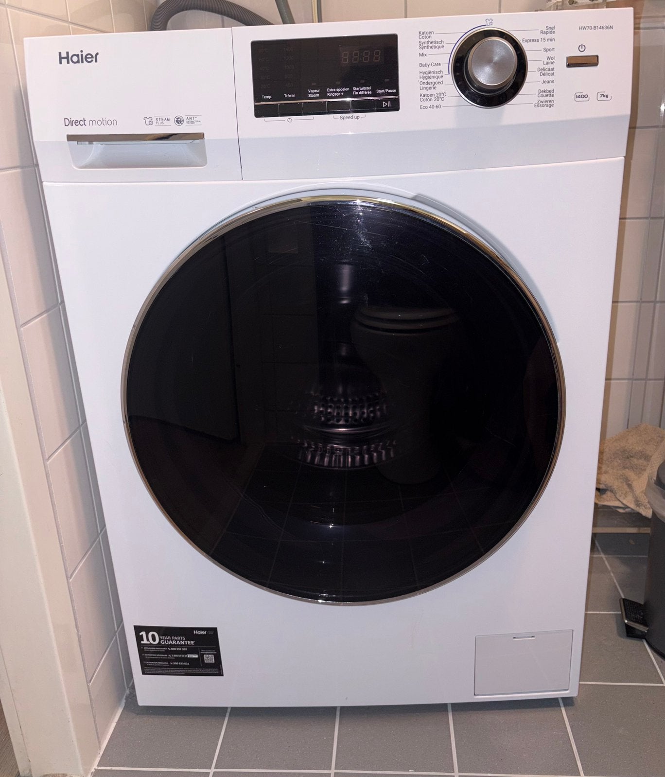 Haier wasmachine HW70-B12636N in perfecte staat, 6 tot 8 kg, Ophalen, Zo goed als nieuw, 85 tot 90 cm