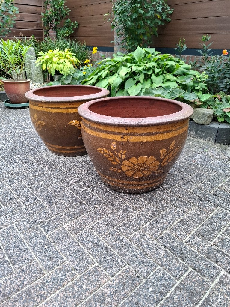 bloempotten, Ophalen, 40 cm of meer, Rond, Zo goed als nieuw
