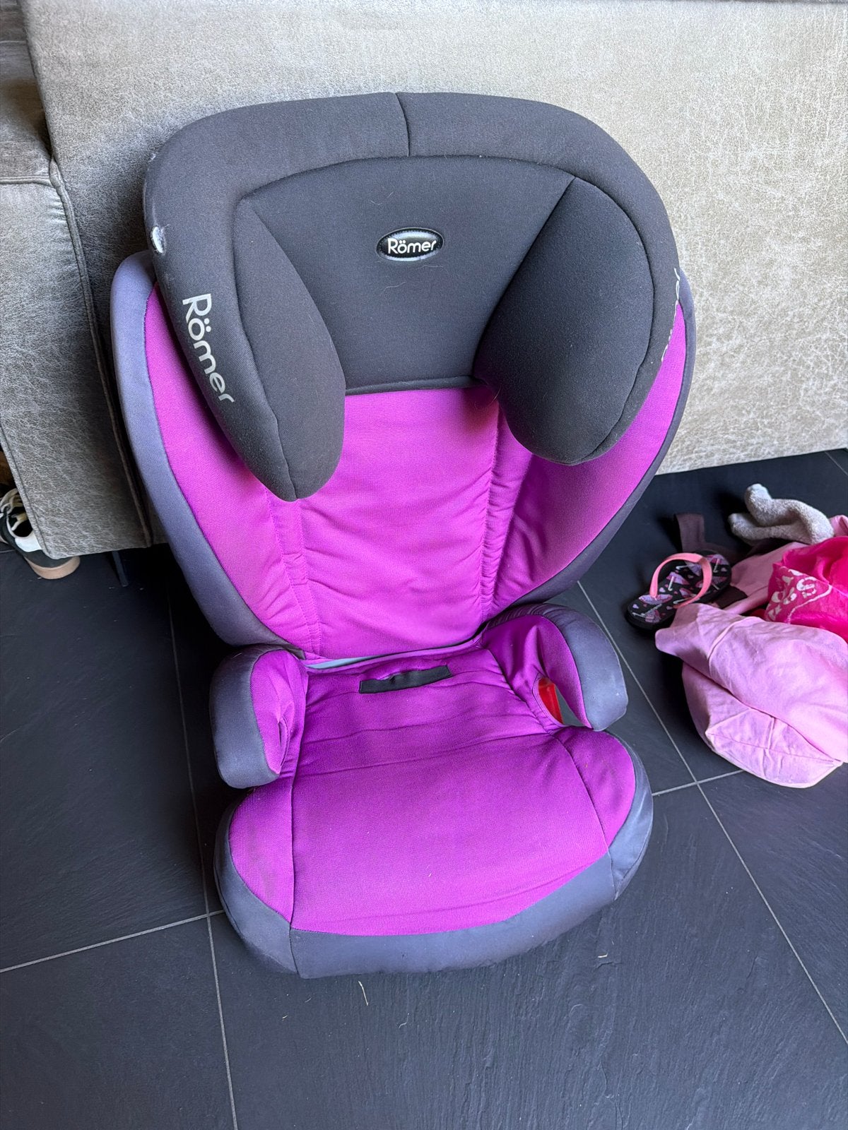 Römer autostoel paars/grijs - Gebruikt, Kinderen en Baby's, Autostoeltjes, Ophalen, Romer, 15 t/m 36 kg, Afneembare rugleuning