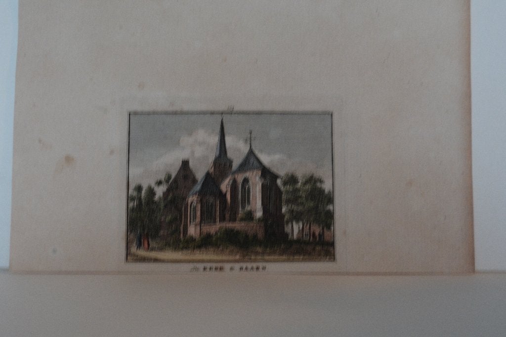 BAARN Handgekleurde Gravure Dorpsgezicht Kerk H. Spilman GM7, Antiek en Kunst, Stadsgezicht, Ophalen of Verzenden, Gravure, 7 cm
