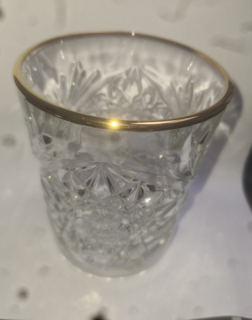 12 Hobstar tumblers met gouden rand + 6 cocktailglazen, Ophalen