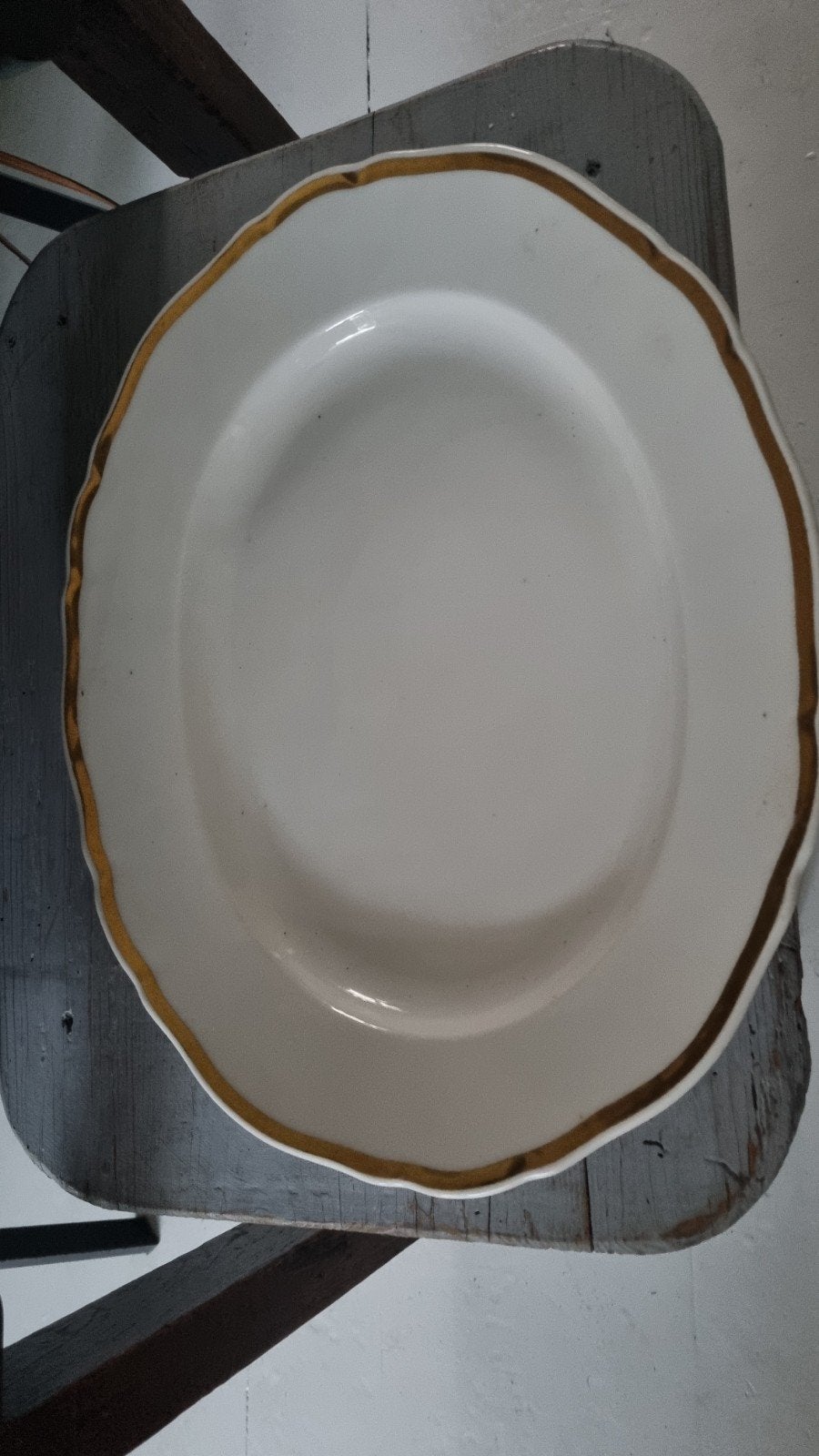 Grote mooie zware antieke schaal
41 bij 32 cm, Antiek en Kunst, Curiosa en Brocante, Ophalen