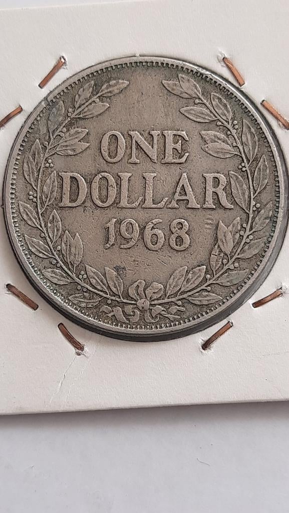 Liberia 1 dollar 1968, KM# 18a.2, Oplage: 1.000.000., Postzegels en Munten, Munten | Afrika, Ophalen of Verzenden, Overige landen
