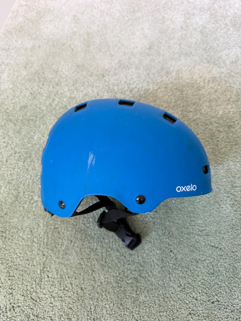 Oxelo MF500 Blauwe Helm voor Kinderen (52-55 cm), Ophalen, Gebruikt, S, Jongen of Meisje