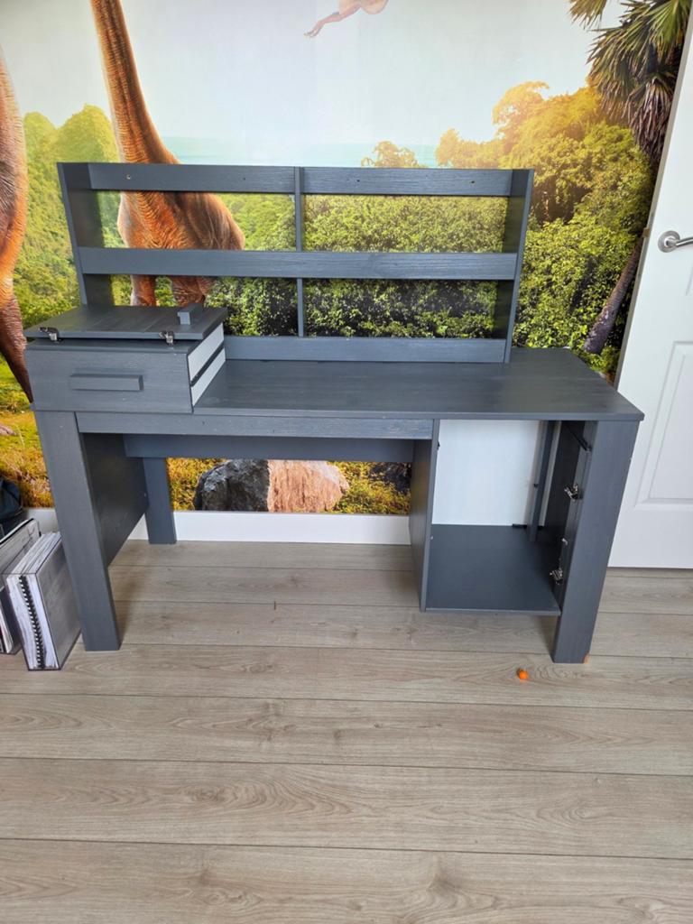 Kinderbureau met stoel - Grijs, Met lades, Gebruikt, Kinderbureau, Ophalen of Verzenden