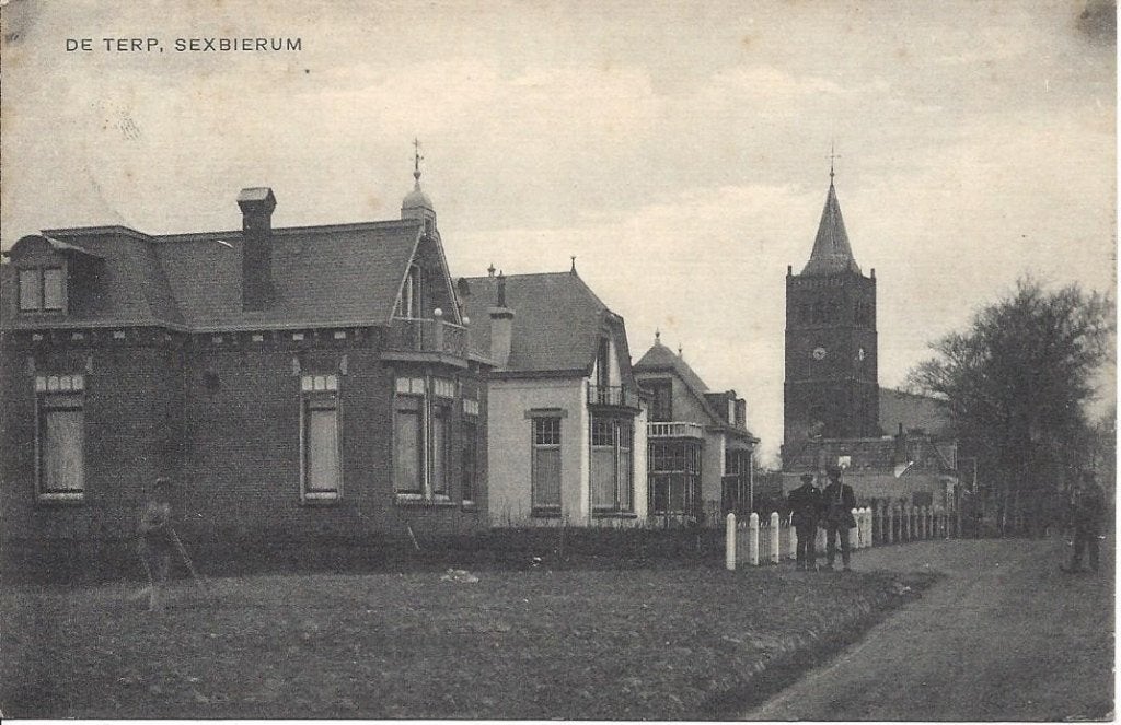 Sexbierum (Frl.) Seisbierrum, De Terp, Volk, gelopen 1921, Ophalen of Verzenden, Voor 1920, Gelopen, Friesland