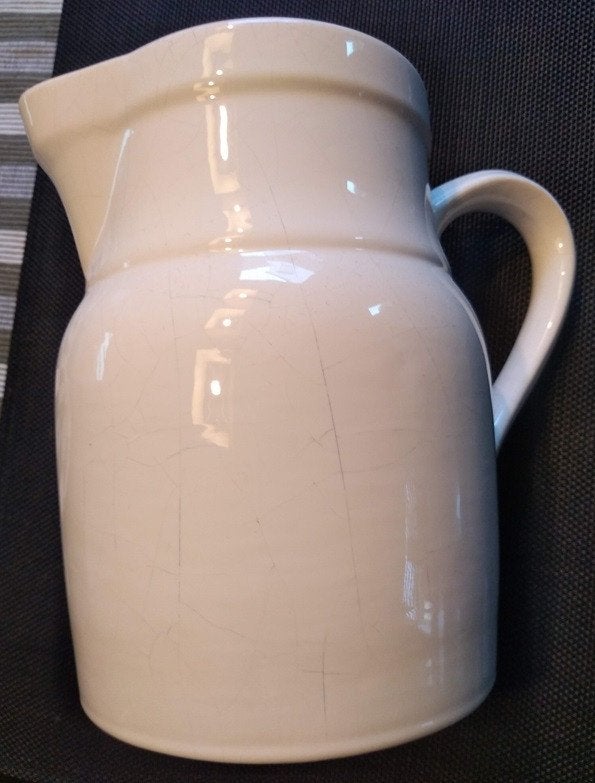 Oude Waterkan Wit keramiek H 20cm 2 Liter, Antiek en Kunst, Ophalen of Verzenden