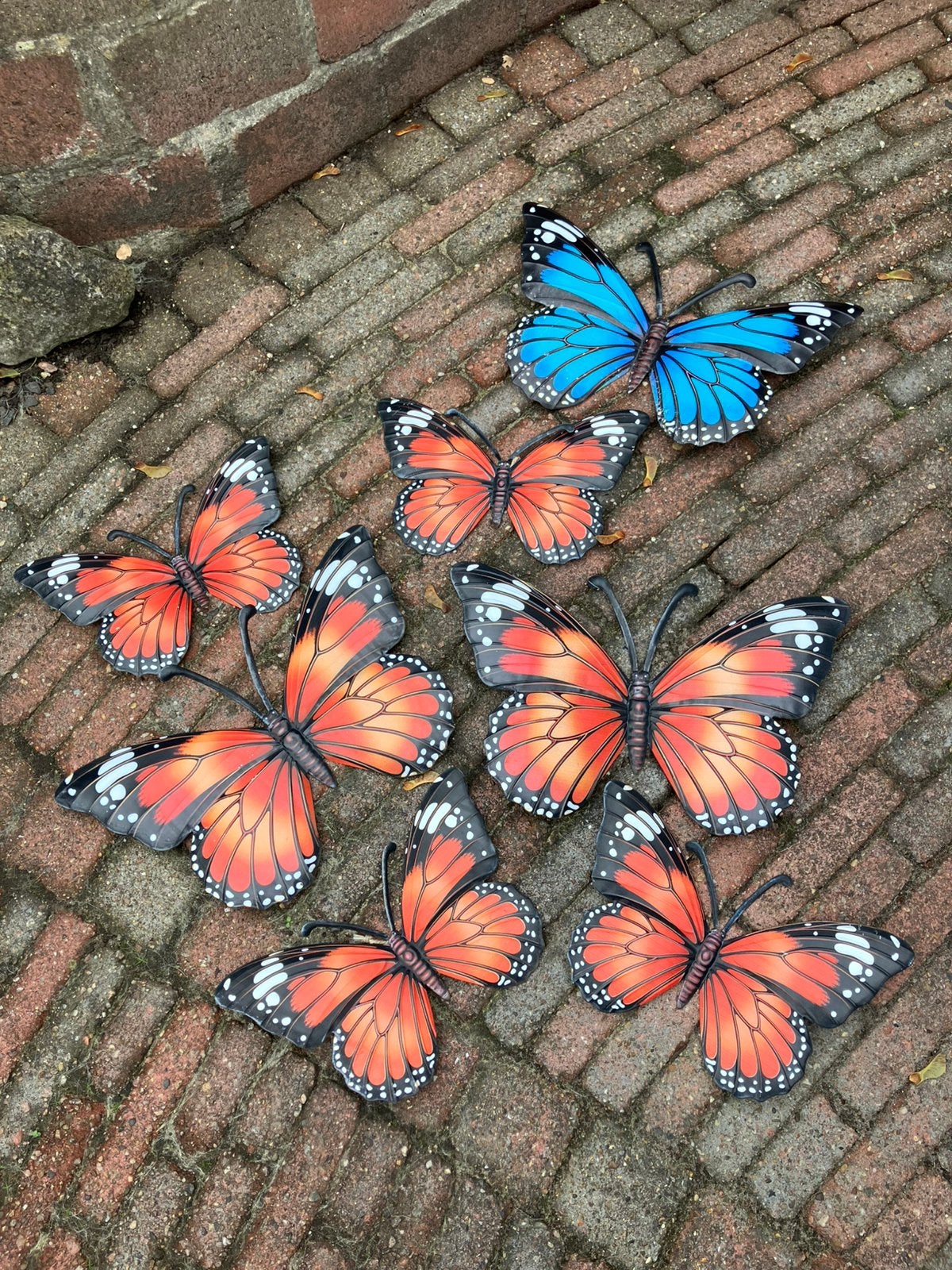 Vlinders voor aan de wand van metaal 7 stuks, Ophalen of Verzenden, Gebruikt