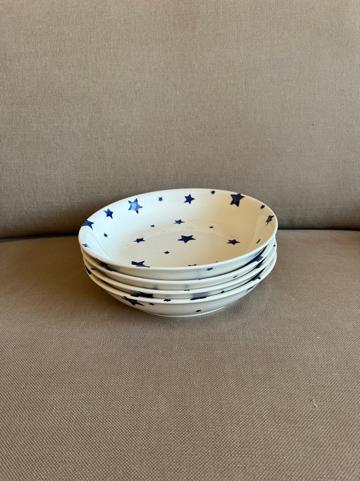 Emma Bridgewater Blue Skies Pasta Plates (3 stuks), Gebruikt, Ophalen of Verzenden, Bord(en), Overige stijlen