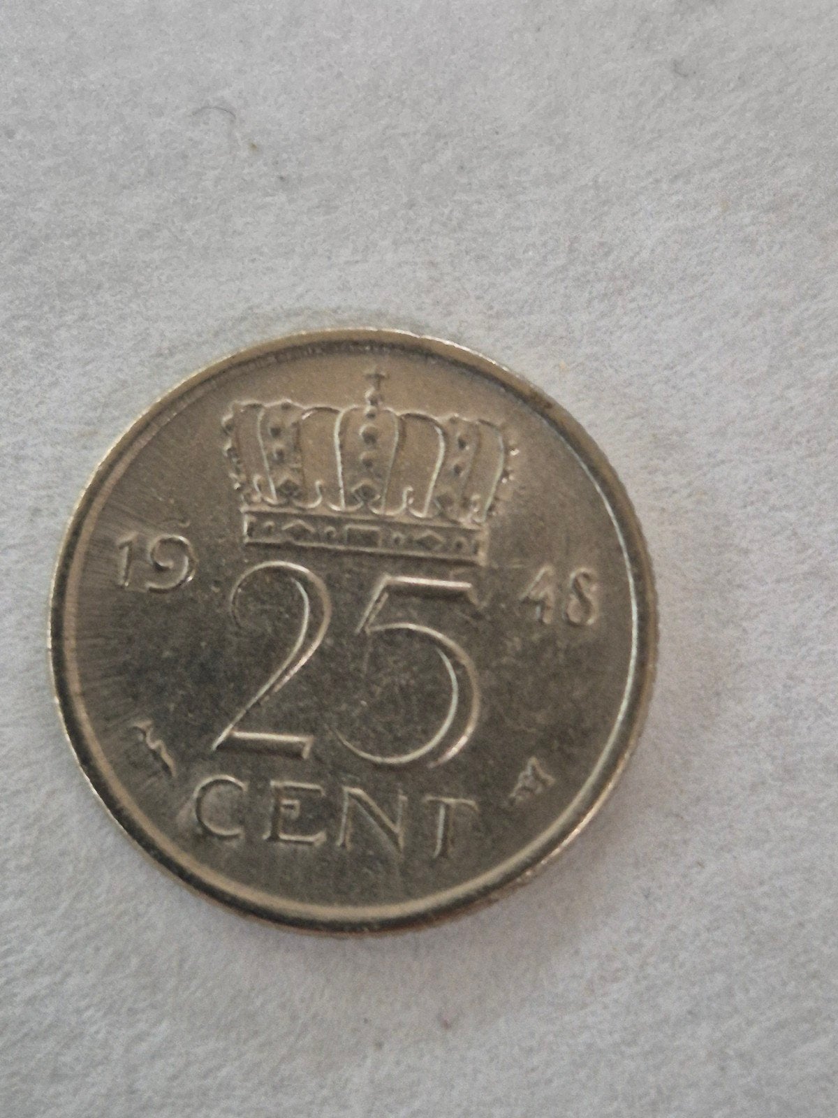 25 Cent munt Koningin Wilhelmina 1948, Postzegels en Munten, Munten | Nederland, Ophalen of Verzenden, Koningin Wilhelmina, 25 cent