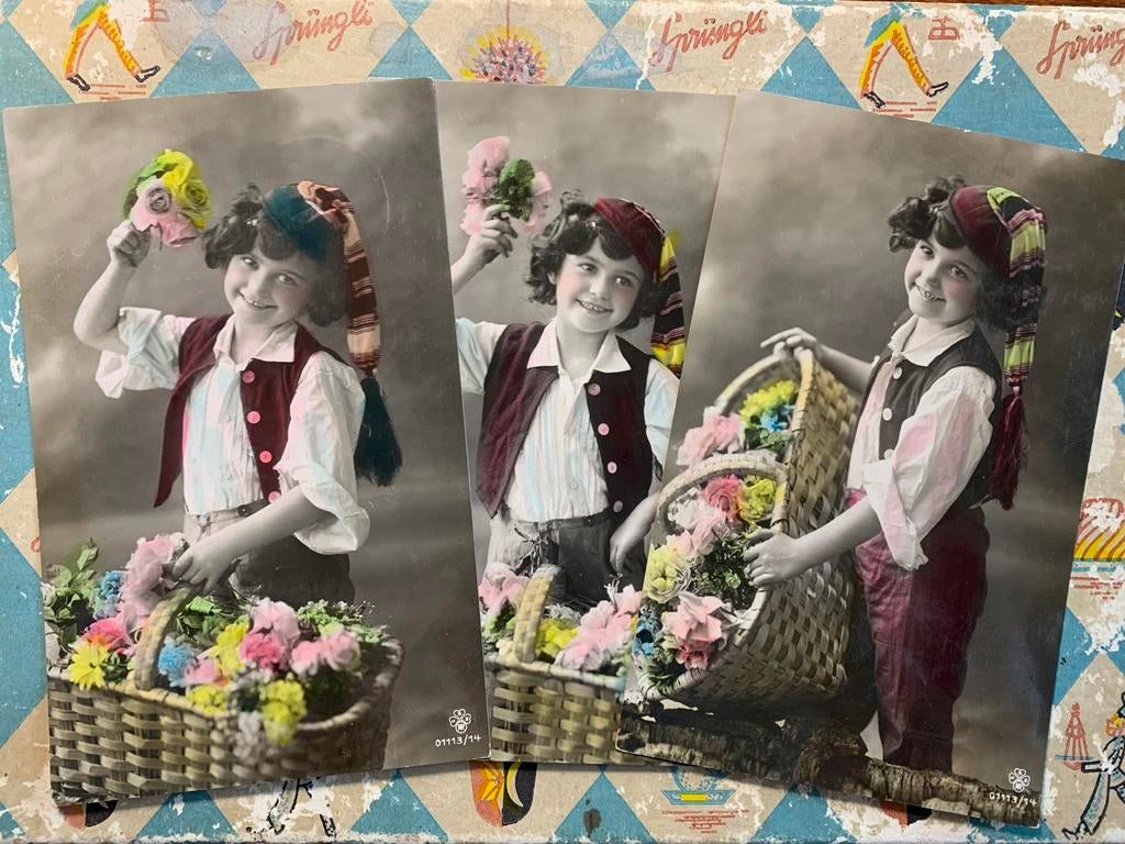 Hongaarse post - Jongetje met mand bloemen (XX), Ophalen of Verzenden, Voor 1920, Gelopen, Kinderen