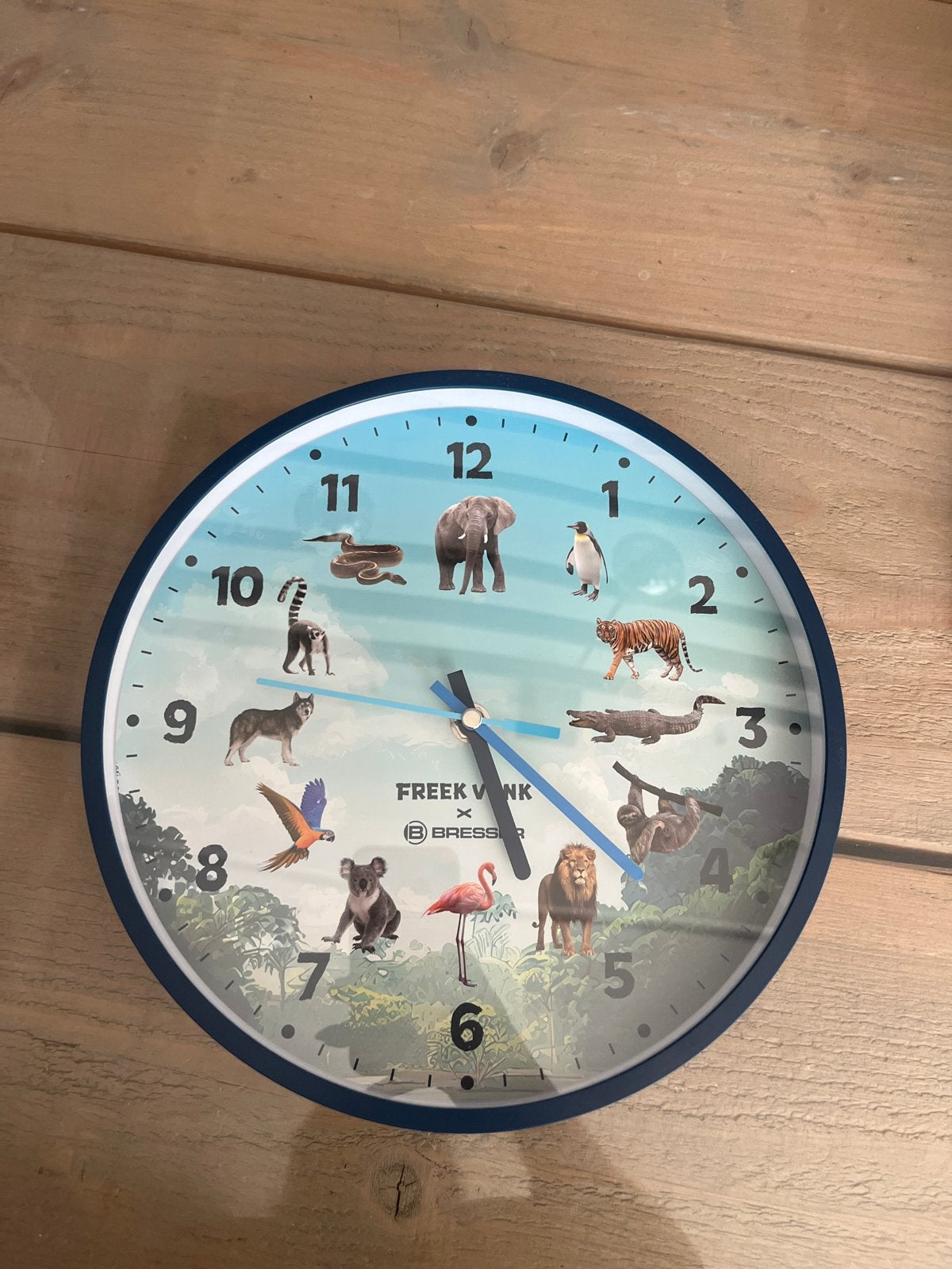 Freek Vonk x Bresser Wandklok met Dierenprint, Huis en Inrichting, Ophalen, Analoog, Werkt op batterijen, Modern