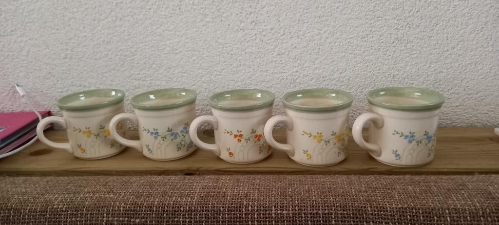 Set van 5 vintage mokken met bloemmotief - Biltons England, Antiek en Kunst, Ophalen of Verzenden