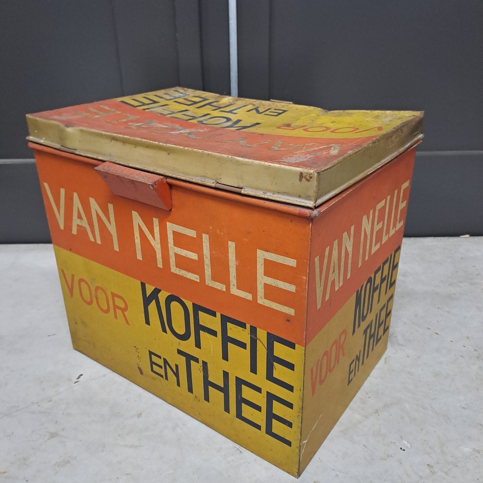 vintage groot winkelblik Van Nelle koffie, Ophalen of Verzenden