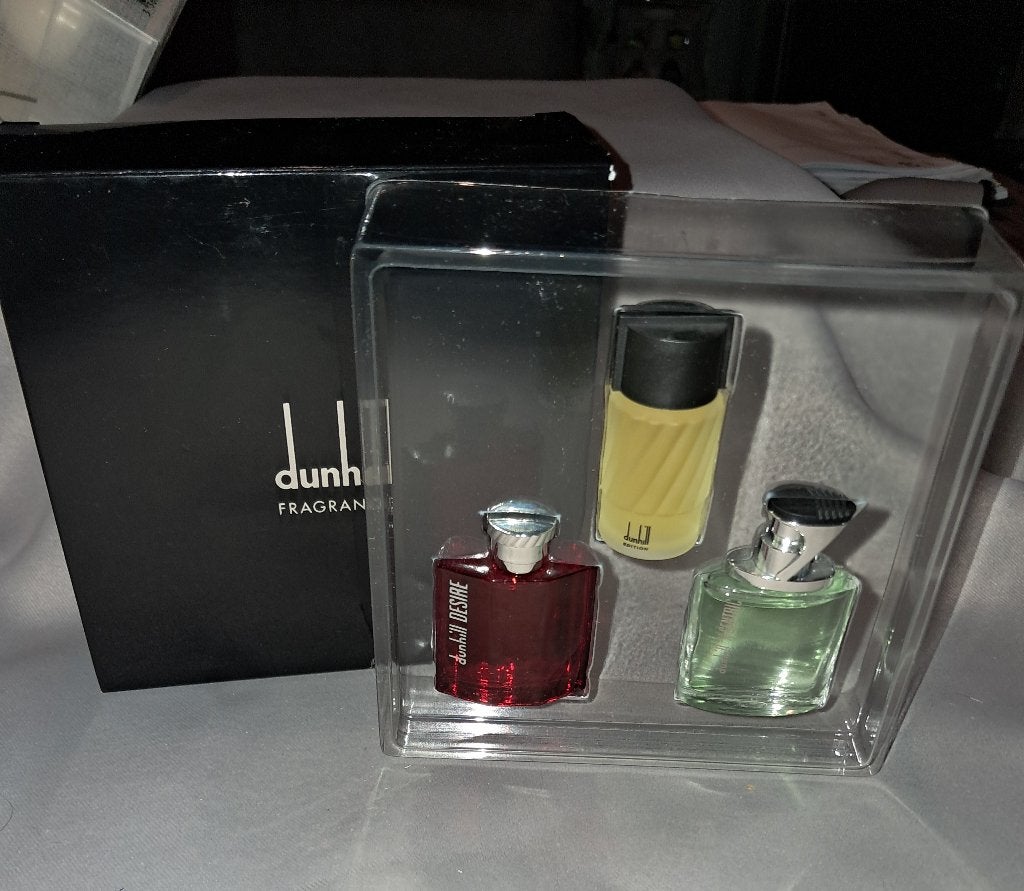 luxe parfum miniatuur set Dunhill, Ophalen of Verzenden, Zo goed als nieuw, Miniatuur, Gevuld