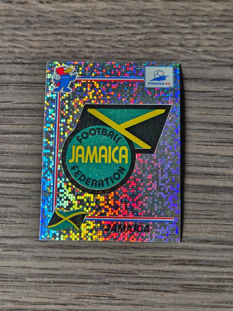 Panini World Cup Frankrijk 1998 embleem Jamaica, Ophalen of Verzenden, Zo goed als nieuw, Buitenlandse clubs, Poster, Plaatje of Sticker