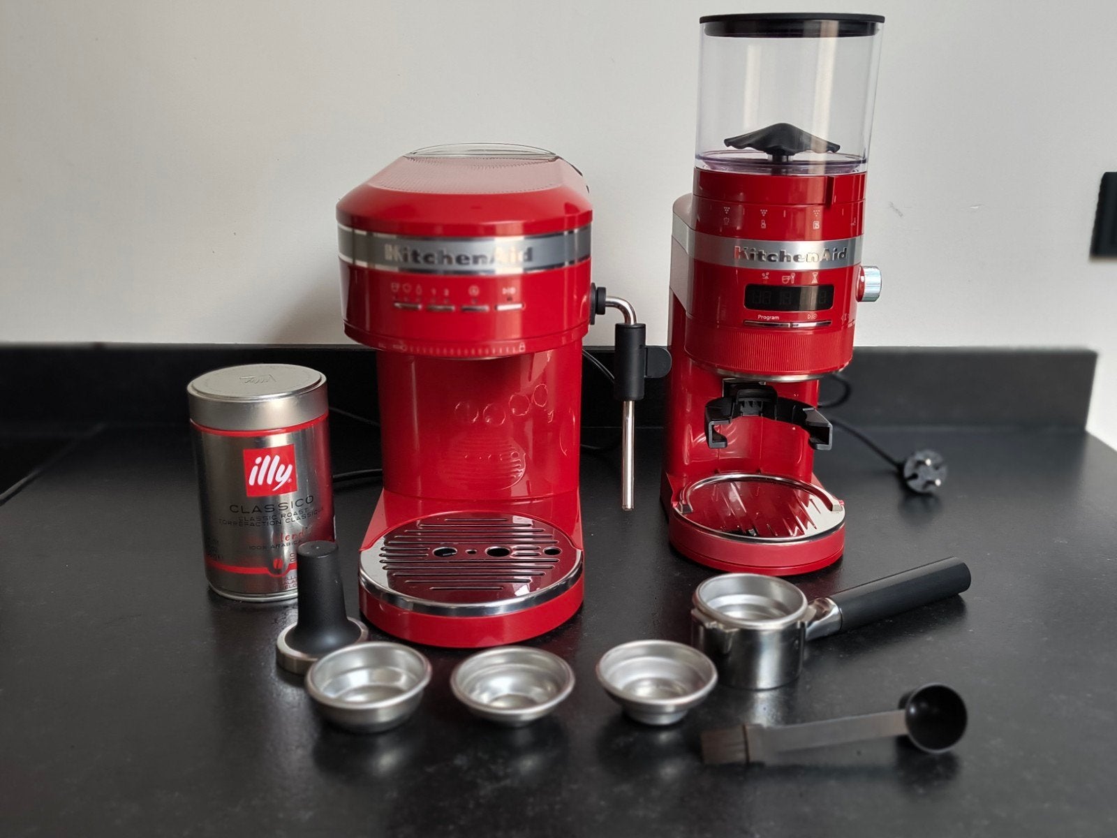 KitchenAid espresso machine en koffiemolen., Ophalen of Verzenden, Zo goed als nieuw, Espresso apparaat