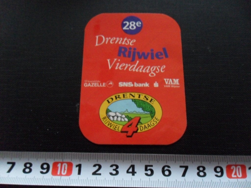sticker 28e Drentse Rijwiel Vierdaagse Gazelle SNS bank VAM, Ophalen of Verzenden, Zo goed als nieuw