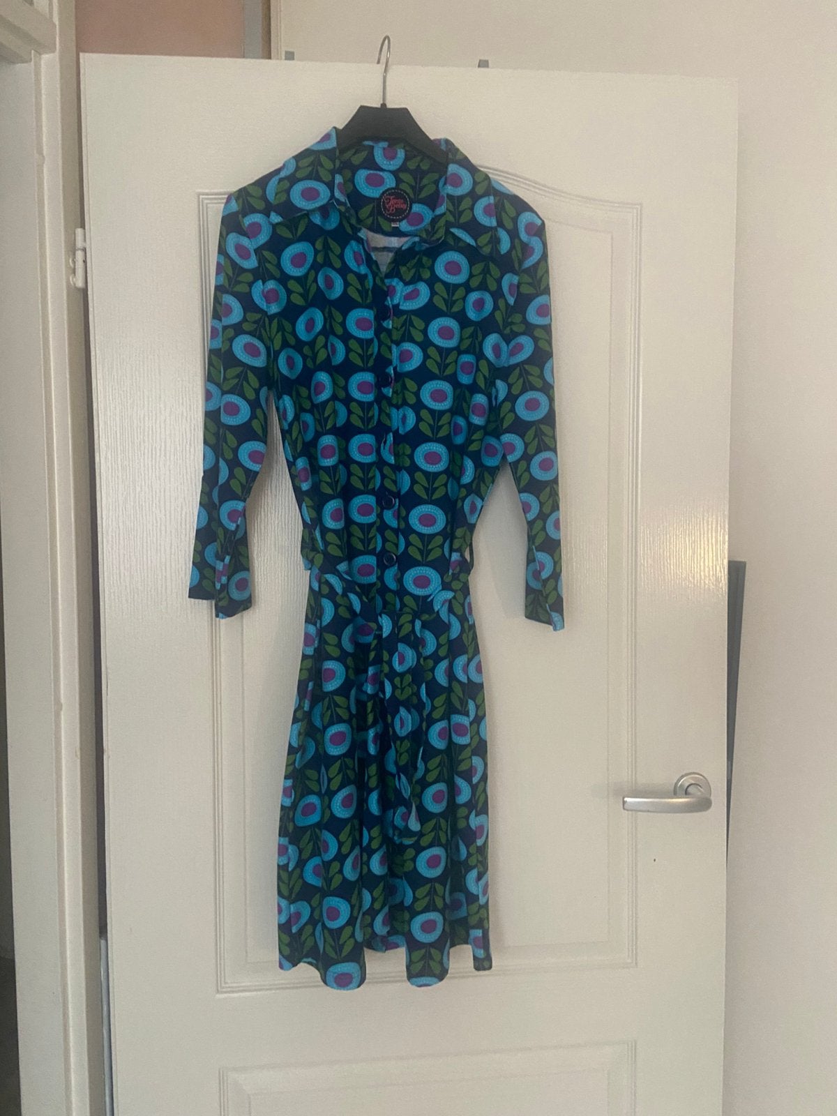 Tante betsy jurk maat xl, Blauw, Maat 46/48 (XL) of groter, Ophalen of Verzenden, Zo goed als nieuw